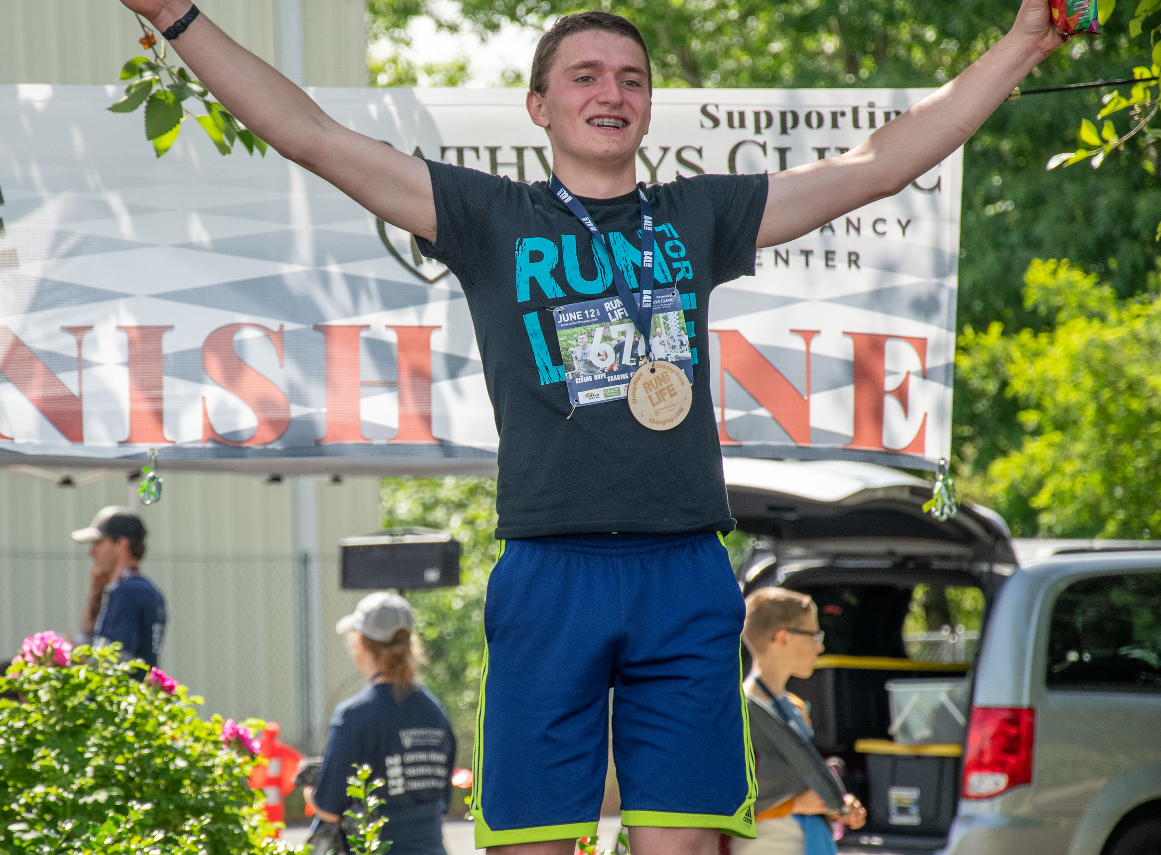 Runner crossing the finish line